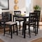 Baxton Studio Devon Sand Upholstered and Espresso Wood 5-Piece Pub Dining Set 166-10766-9776 - alternate 7